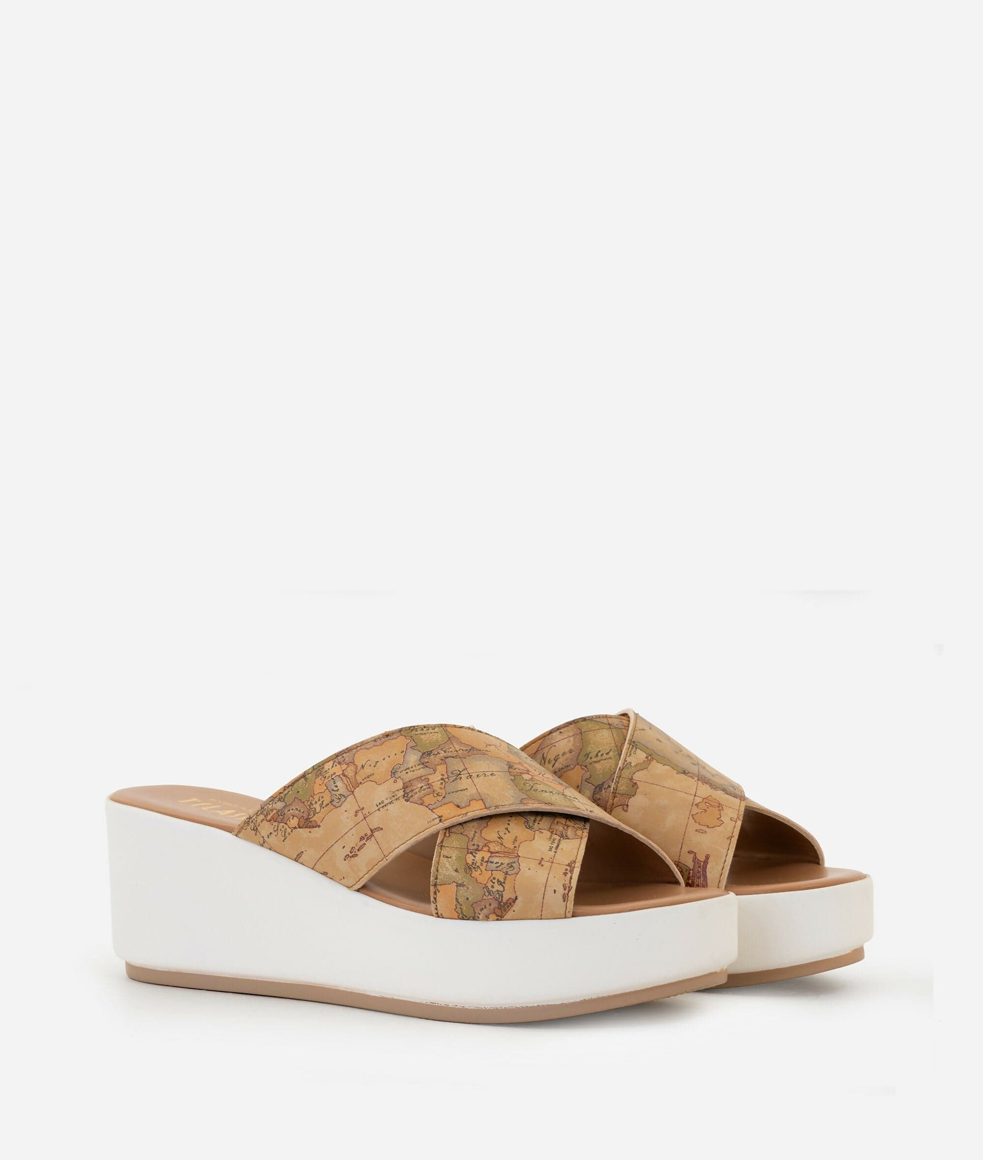 Alviero Martini Donna Sandali zeppa incrociati in eco nappa Geo Classic in Ciabatte moda Cantali Calzature - Randazzo, commercioVirtuoso.it