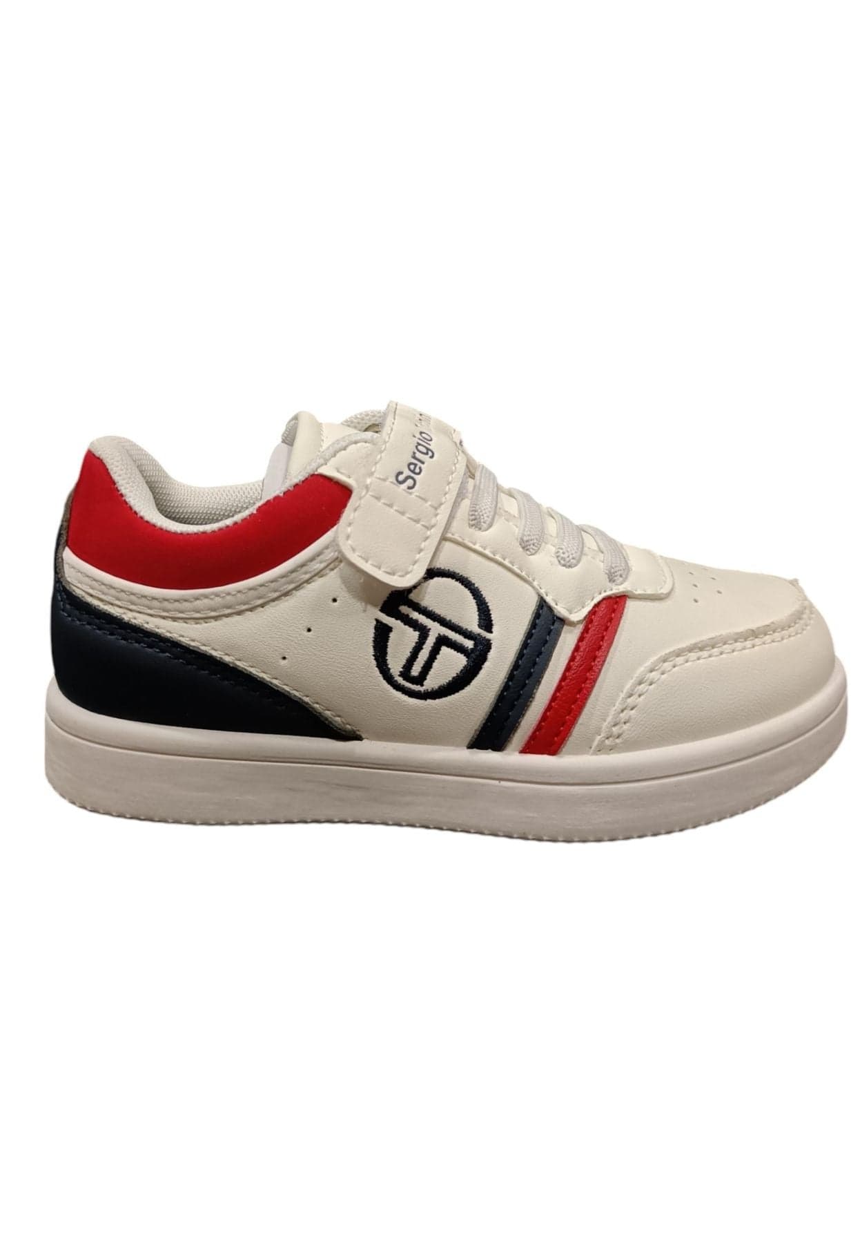 Scarpe snekears Unisex bambino Sergio Tacchini ROMA  bianco-blue-rosso laccio elastico e velcro - 24
