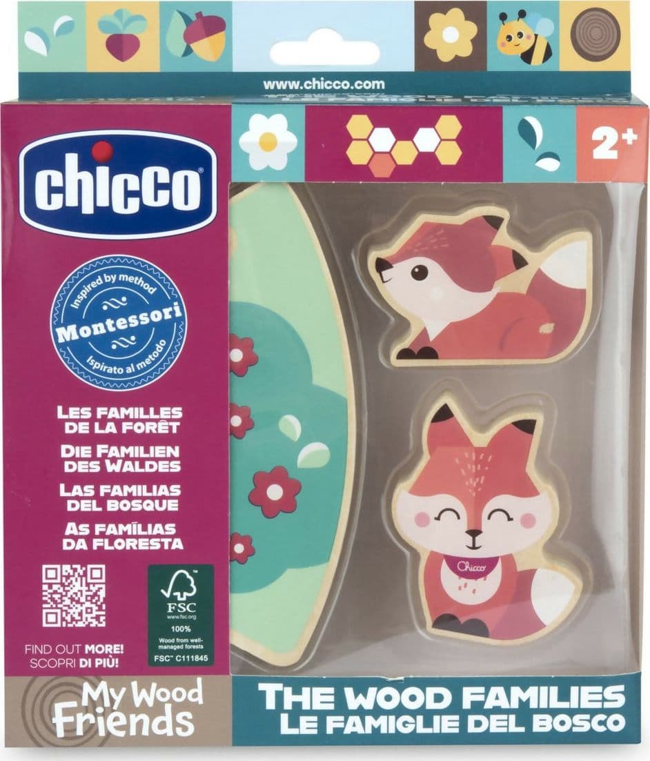 CHICCO Set 2 Volpi - Mamma - le famiglie del bosco - my wood friends - the wood families - ispirato al Metodo Montessori