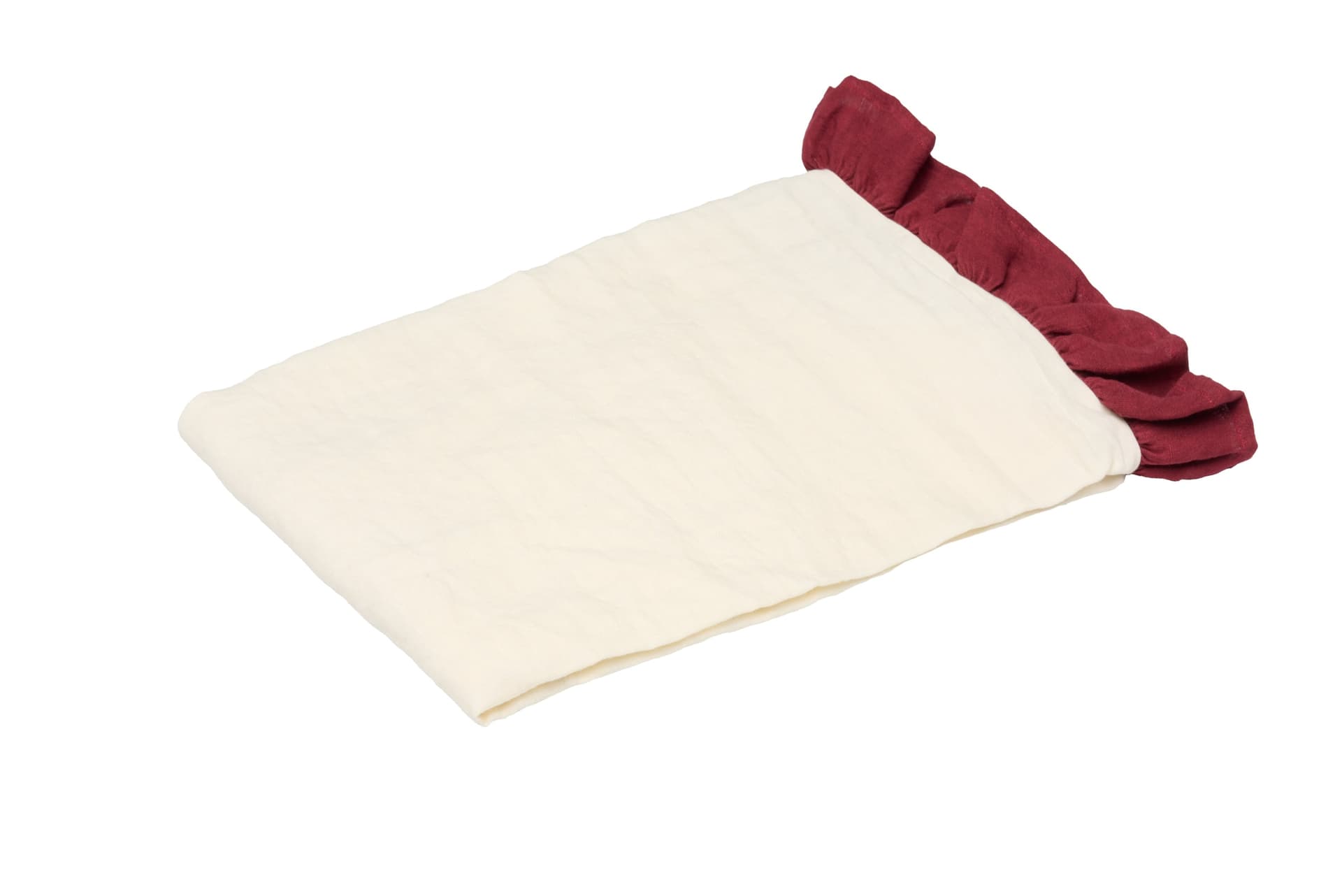 Runner da tavola in 100% puro lino lavato delavè stone washed morbido resistente elegante made in italy Avorio con Frou Frou Bordeaux in Runner Vanita di raso - Sesto San Giovanni, commercioVirtuoso.it
