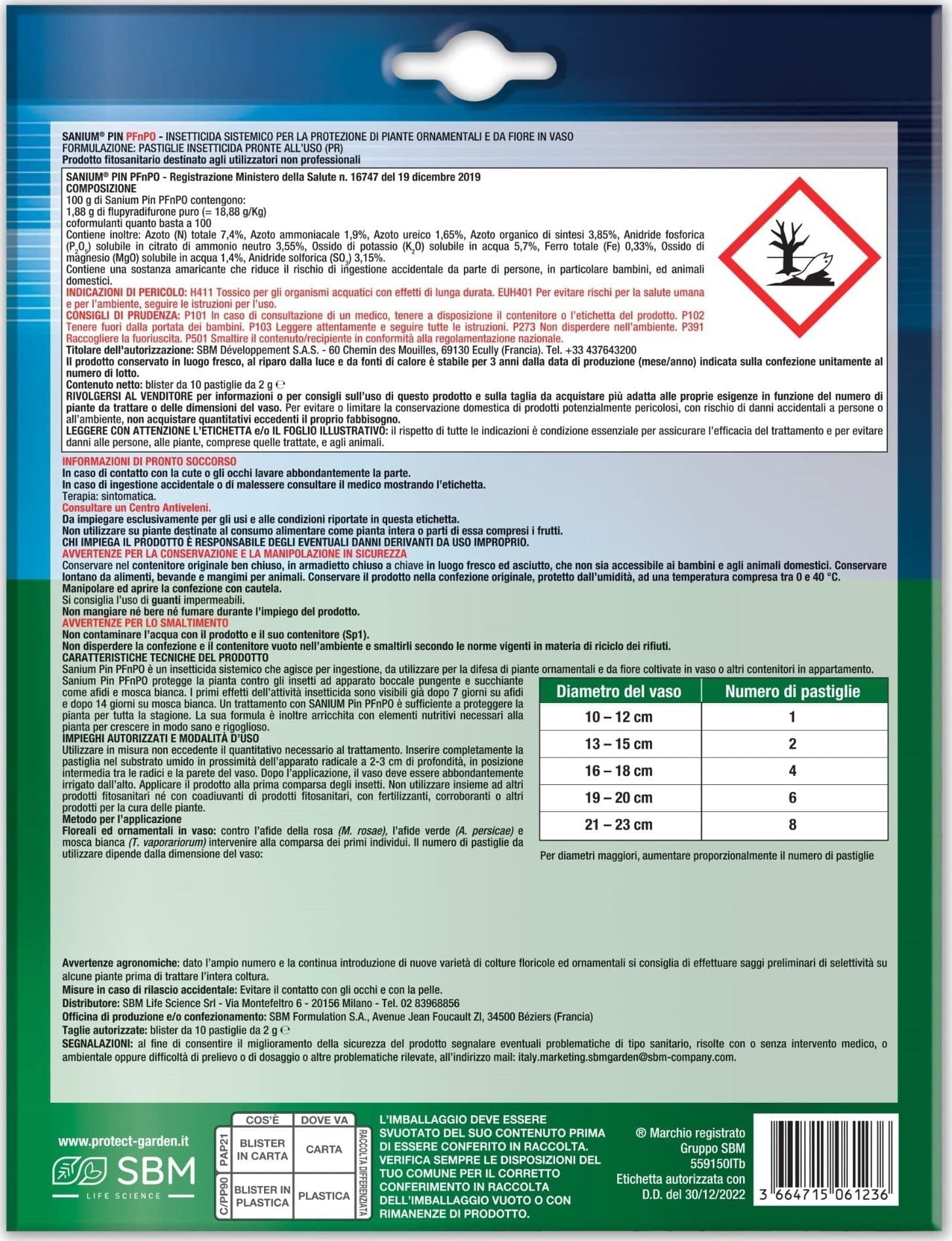 Sanium Pin PFnPO Insetticida Sistemico per la Protezione delle Piante 10 Pastiglie SBM in Vari insetti Taliachicce.it - Milazzo, commercioVirtuoso.it