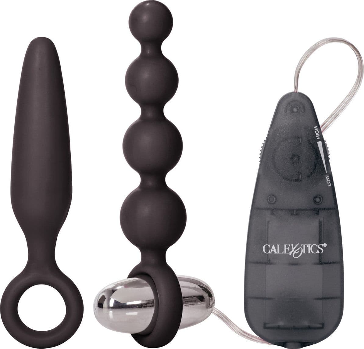 Plug Anali Vibro Kit 3 in 1 vibrazioni multivelocità Calexotics silicone in prodotto Erosdom - Palmi, commercioVirtuoso.it