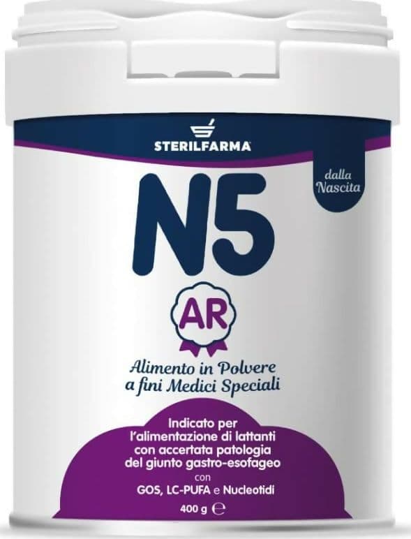 STERILFARMA N5 AR latte in polvere, anti reflusso, CONSIGLIATO DAL MEDICO PEDIATRA per il regime alimentare di lattanti da 0 a 12 mesi, in caso di accertata patologia del giunto gastro-esofageo 400gr