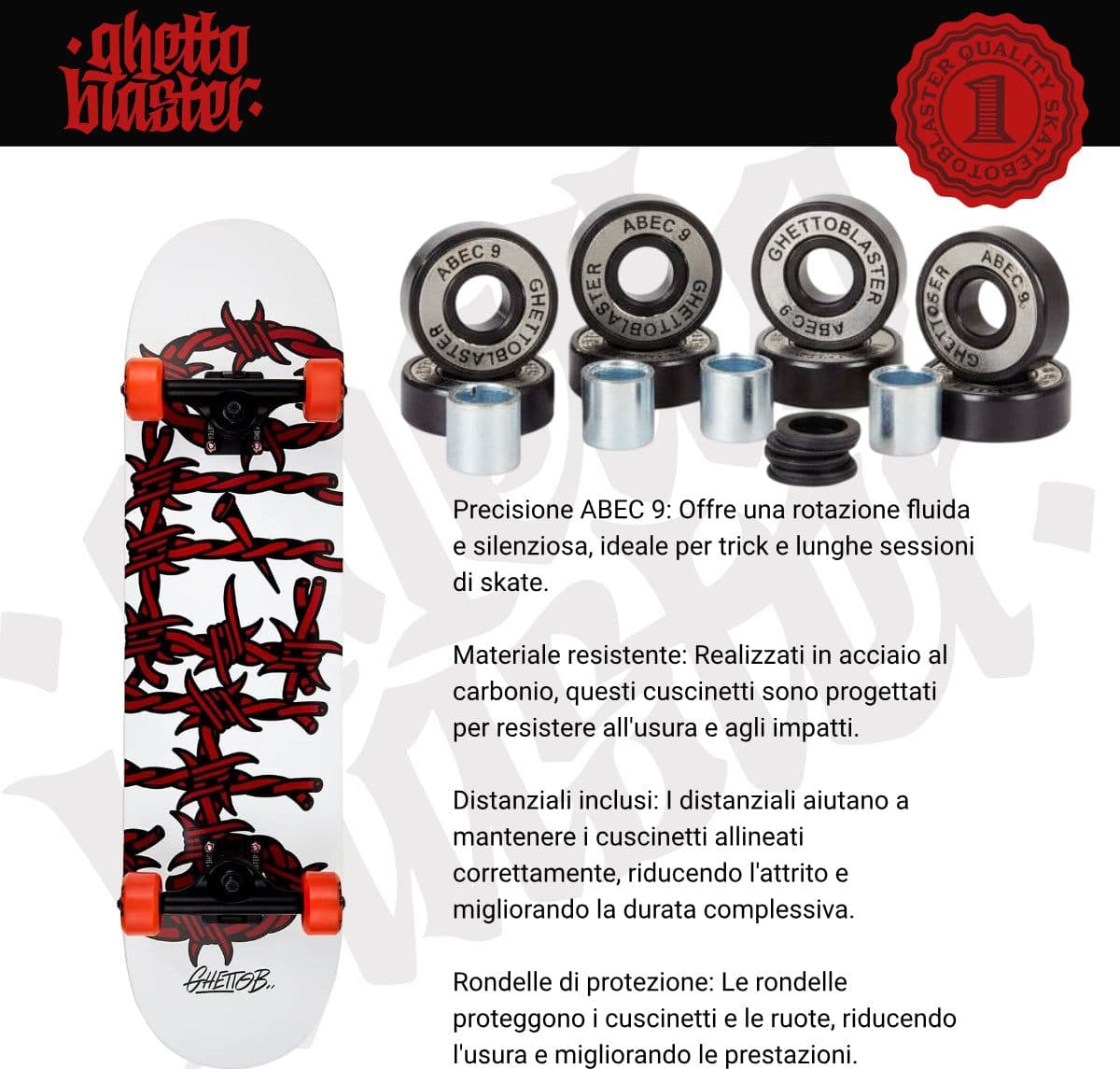 Skateboard Ghettoblaster per iniziare Barded Wire Red  8.25" in Skateboard Glad Store - Genova, commercioVirtuoso.it