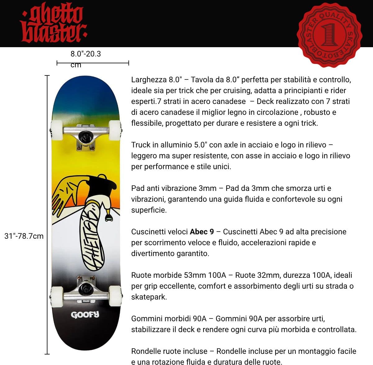Skateboard Ghettoblaster per iniziare Push Goofy 8.0"