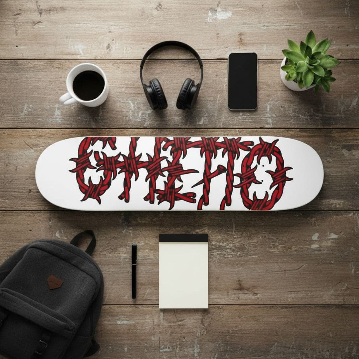 Tavola Skateboard  Deck Ghettoblaster Pregripped Barded Wire Red 8.25" in Skateboard Glad Store - Genova, commercioVirtuoso.it