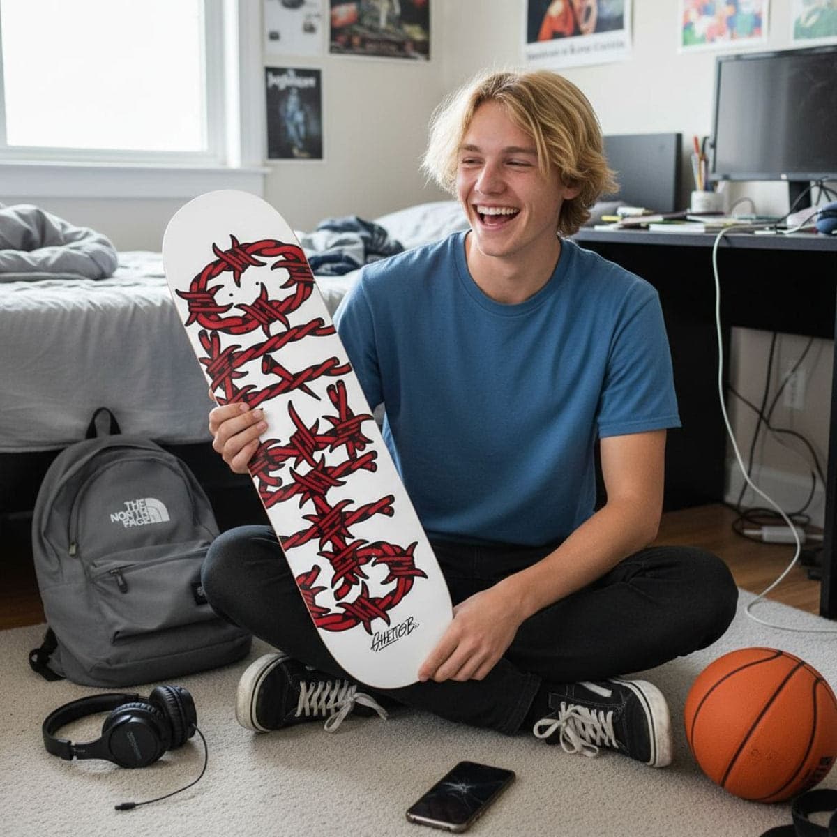 Tavola Skateboard  Deck Ghettoblaster Pregripped Barded Wire Red 8.25" in Skateboard Glad Store - Genova, commercioVirtuoso.it