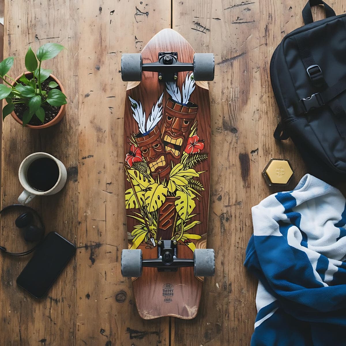 Skateboard Ghettoblaster Surfskate Tiki Token Mogano  Fish tail 32" 9.875" in Skateboard Glad Store - Genova, commercioVirtuoso.it