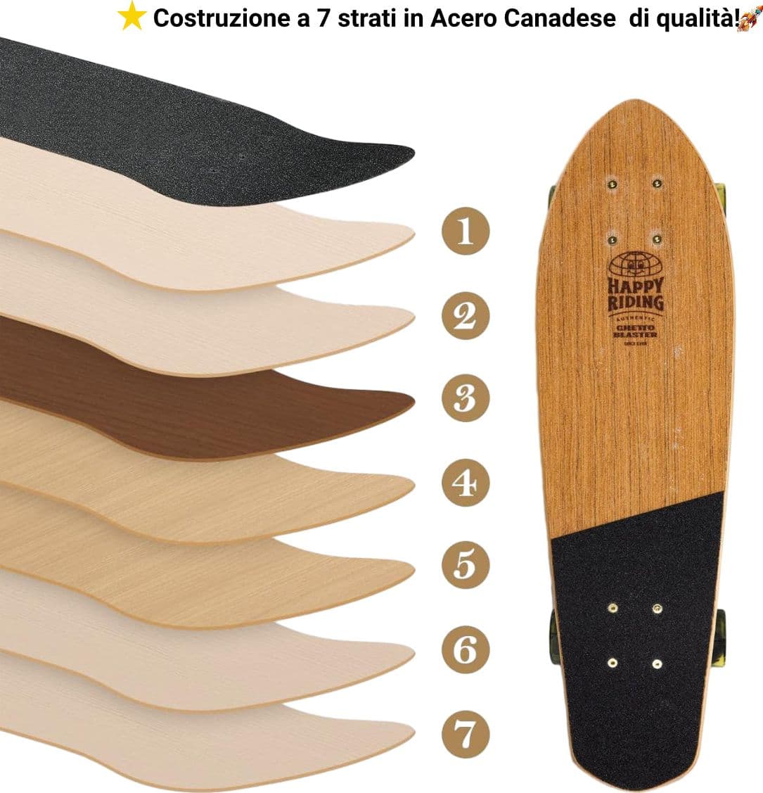Skateboard Cruiser Ghettoblaster  Teak Geroglific  26" -7,25" in Skateboard Glad Store - Genova, commercioVirtuoso.it
