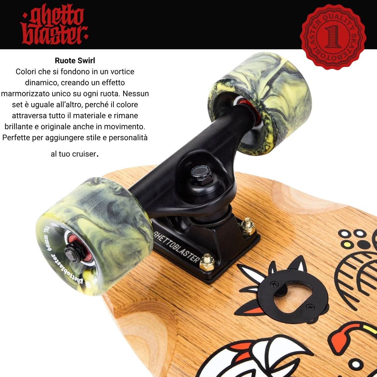 Skateboard Cruiser Ghettoblaster  Teak Geroglific  Fis tail  30" -9" in Skateboard Glad Store - Genova, commercioVirtuoso.it