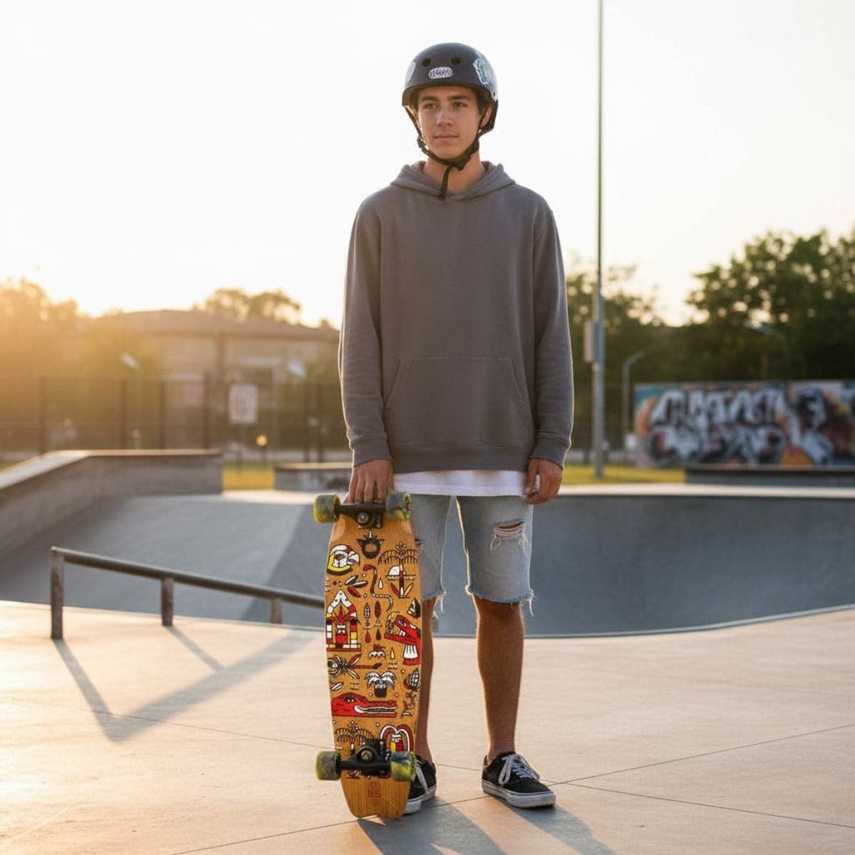 Skateboard Cruiser Ghettoblaster  Teak Geroglific  Fis tail  30" -9" in Skateboard Glad Store - Genova, commercioVirtuoso.it