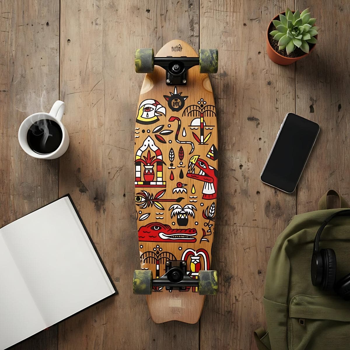 Skateboard Cruiser Ghettoblaster  Teak Geroglific  Fis tail  30" -9" in Skateboard Glad Store - Genova, commercioVirtuoso.it