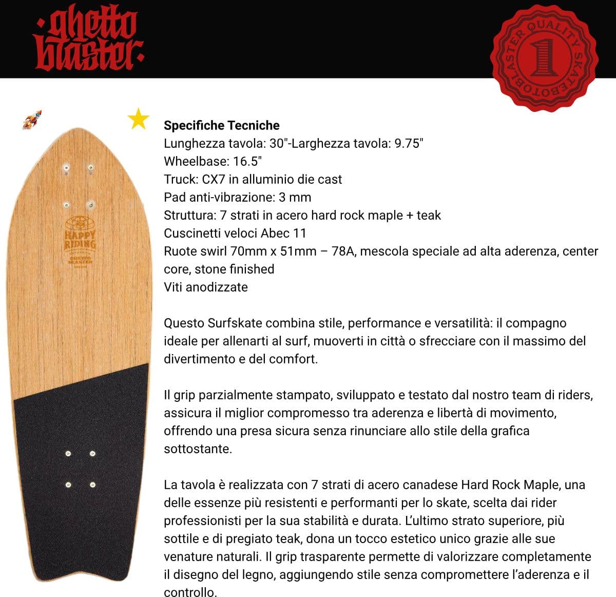 Skateboard Ghettoblaster Surfskate CX7 Palm Sand    30" 9.75" in Skateboard Glad Store - Genova, commercioVirtuoso.it