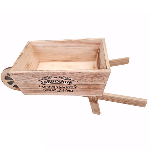 Fioriera carriola con vaso e ruota in legno per fiori e piante da giardino e esterno. – Marrone – Mercury