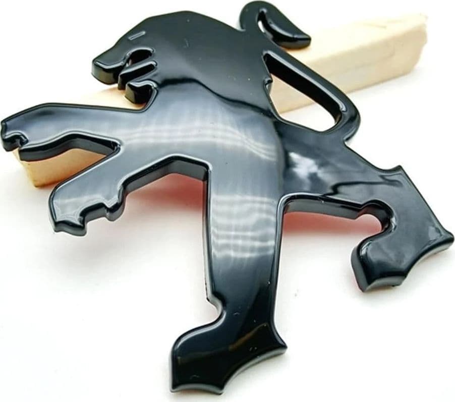 LOGO STEMMA COMPATIBILE PEUGEOT NERO LUCIDO ANTERIORE POSTERIORE COFANO 8X7.5CM