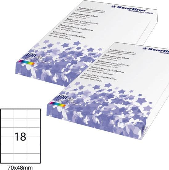 Etichetta adesiva bianca 100fg A4 70x48mm (18et/fg STARLINE