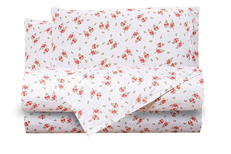 Completo letto lenzuola in cotone made in italy FIORELLINI ROSSI
