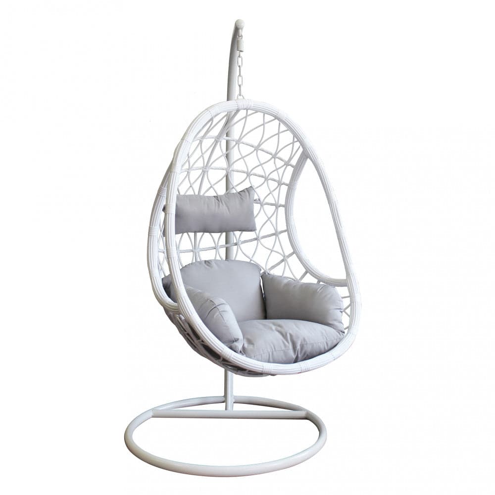 Poltrona a dondolo sospesa "Caracas" per giardino e veranda in rattan con cuscino - 19