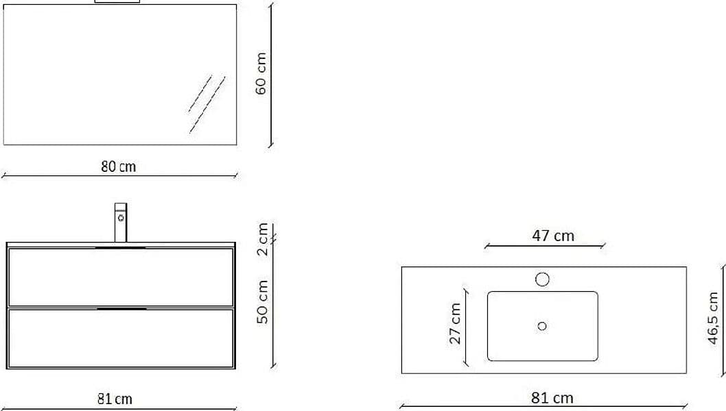 Composizione Bagno Sospesa 80cm - Solmira in Mobiletti con lavabo Shopbagno.it - Roma, commercioVirtuoso.it