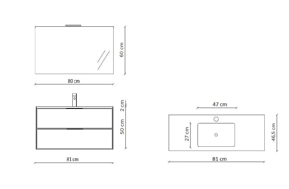 Composizione Bagno Sospesa 80cm - Solmira in Mobiletti con lavabo Shopbagno.it - Roma, commercioVirtuoso.it