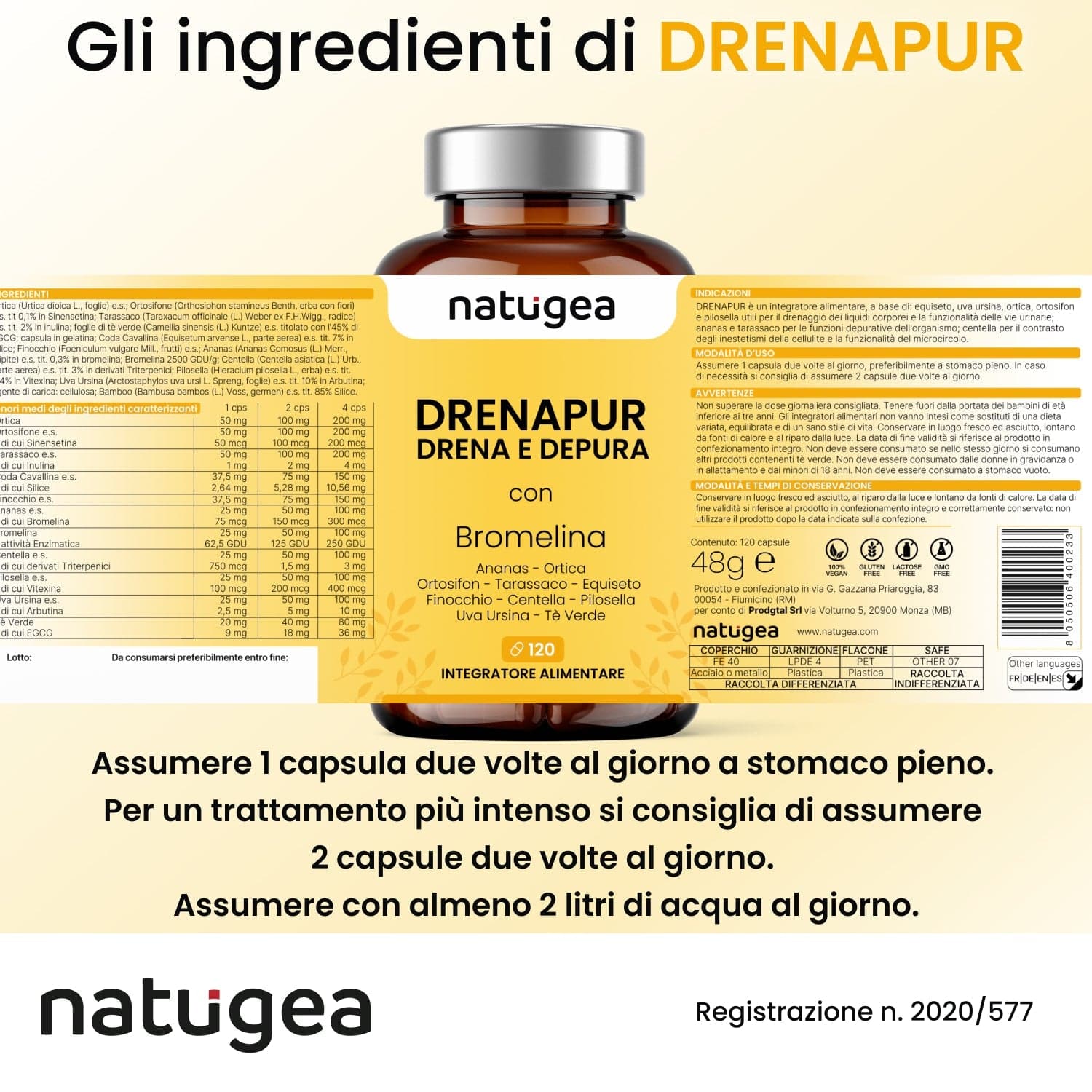 Drenante DRENAPUR® con 11 attivi in Diuretici Natugea - Pavia, commercioVirtuoso.it