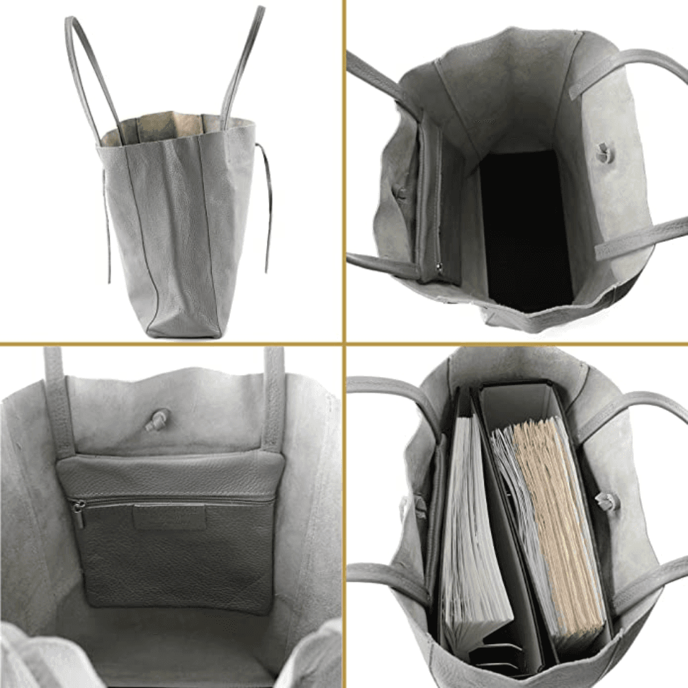 Modarno Shopper Bag a spalla in pelle con doppio manico, Shopper Large con tasca interna in pelle in Organizer borsa Modarno - Sesto Fiorentino, commercioVirtuoso.it