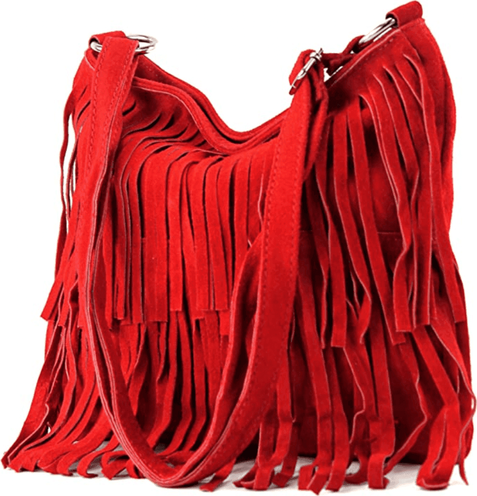 Modarno Borsa a tracolla con frange in camoscio - borsa tracolla donna in pelle scamosciata in Organizer borsa Modarno - Sesto Fiorentino, commercioVirtuoso.it