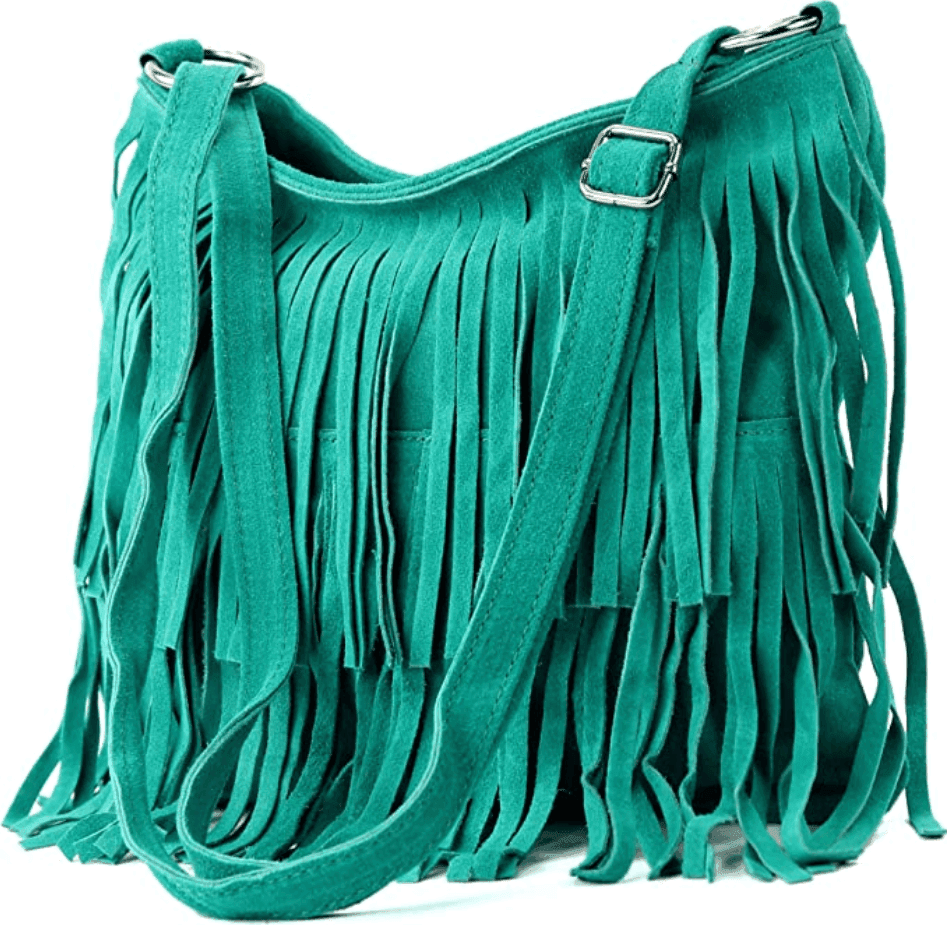 Modarno Borsa a tracolla con frange in camoscio - borsa tracolla donna in pelle scamosciata in Organizer borsa Modarno - Sesto Fiorentino, commercioVirtuoso.it