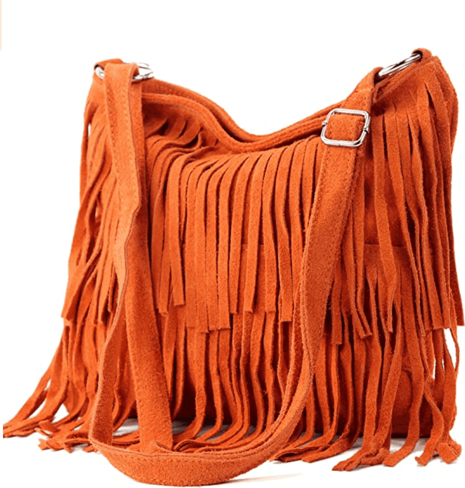 Modarno Borsa a tracolla con frange in camoscio - borsa tracolla donna in pelle scamosciata in Organizer borsa Modarno - Sesto Fiorentino, commercioVirtuoso.it