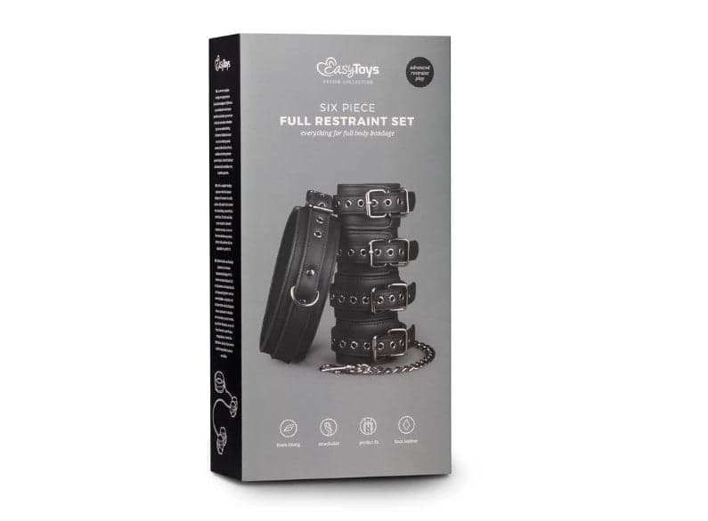 Premium set EasyToys 6 Pezzi Full Restraint kit Bondage Polsi Caviglie Nero in prodotto Erosdom - Palmi, commercioVirtuoso.it