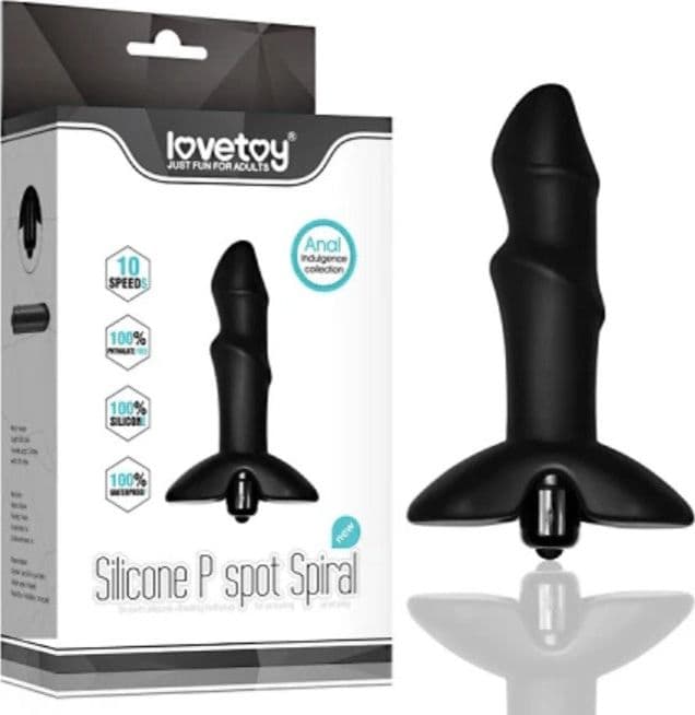Plug Anale Vibrante fallico Silicone Spiral P-Spot 10 Modalità Lovetoy Nero in prodotto Erosdom - Palmi, commercioVirtuoso.it