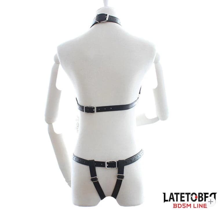 Reggiseno e slip con catene Fetish nero pelle PU regolabile BDSM M/L fetish in prodotto Erosdom - Palmi, commercioVirtuoso.it