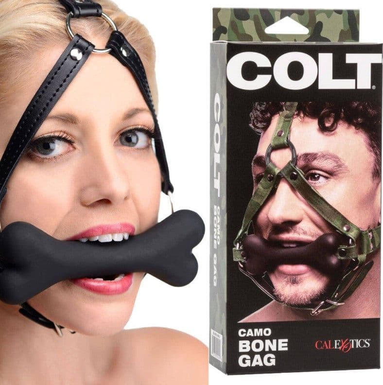 Morso con osso Camo Bone Gag pesante fetish bondage bit pelle PU regolabile BDSM in prodotto Erosdom - Palmi, commercioVirtuoso.it