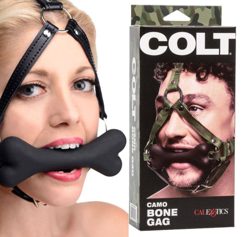 Morso con osso Camo Bone Gag pesante fetish bondage bit pelle PU regolabile BDSM in prodotto Erosdom - Palmi, commercioVirtuoso.it