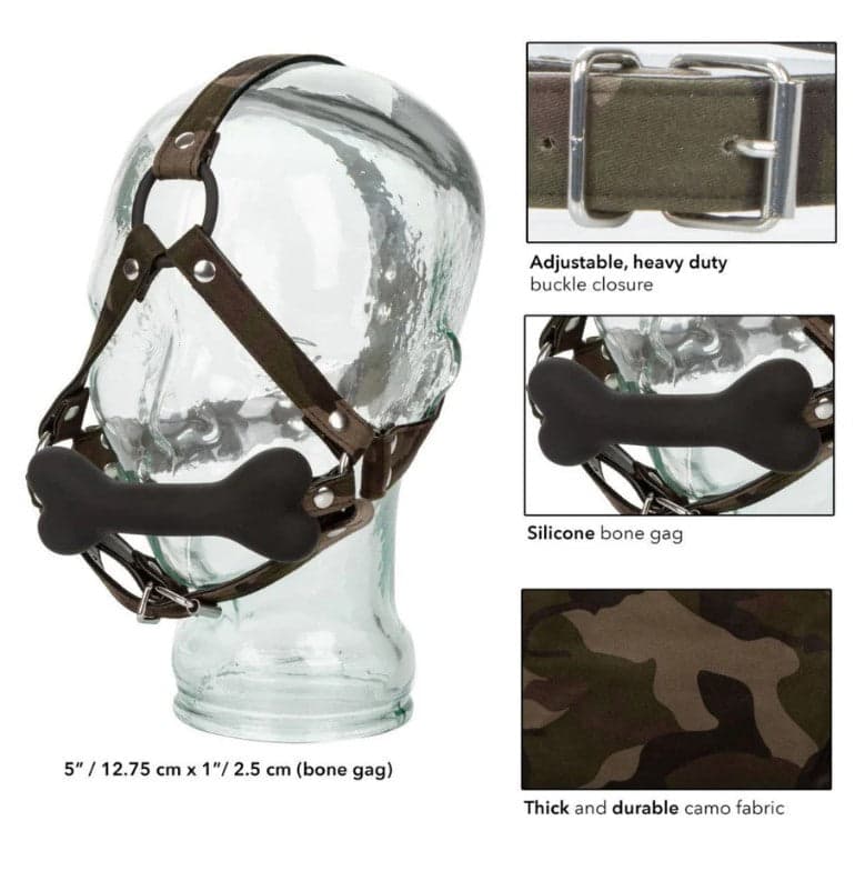 Morso con osso Camo Bone Gag pesante fetish bondage bit pelle PU regolabile BDSM in prodotto Erosdom - Palmi, commercioVirtuoso.it