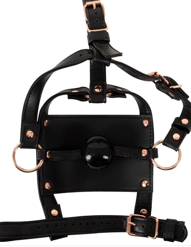Bavaglio in pelle PU con gag nero Bad Kitty Bondage Fetish BDSM S/L regolabile in prodotto Erosdom - Palmi, commercioVirtuoso.it