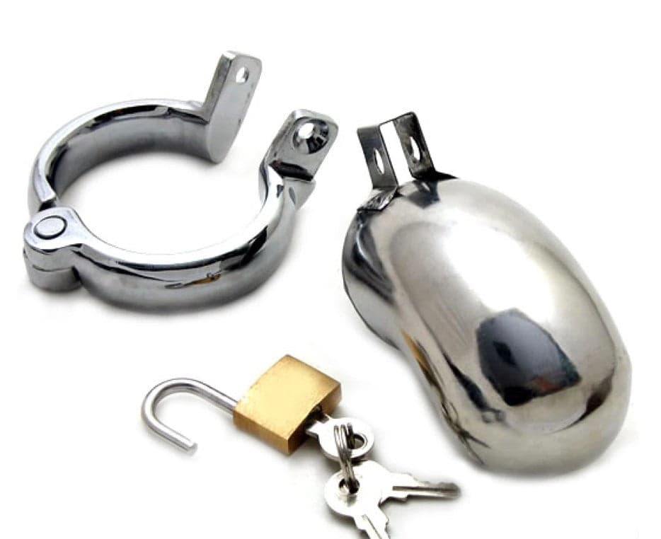 Gabbia pene cintura castità in acciaio pesante Cock Ring Retain Brig BDSM in prodotto Erosdom - Palmi, commercioVirtuoso.it