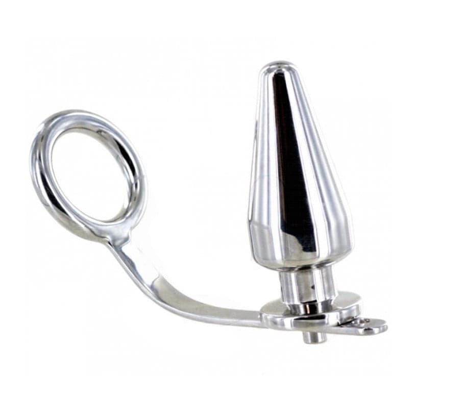Cock ring Anello pene 50 mm con plug anale XXL in acciaio pesante 1 kg BDSM in prodotto Erosdom - Palmi, commercioVirtuoso.it