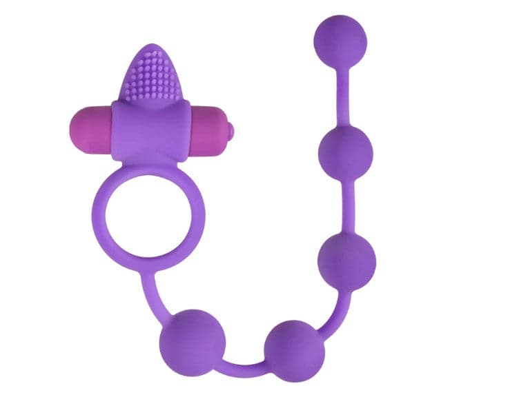 Triple pleasure 3 in 1 vibrante sonda con perle 29 c anello stimolatore elastico in prodotto Erosdom - Palmi, commercioVirtuoso.it