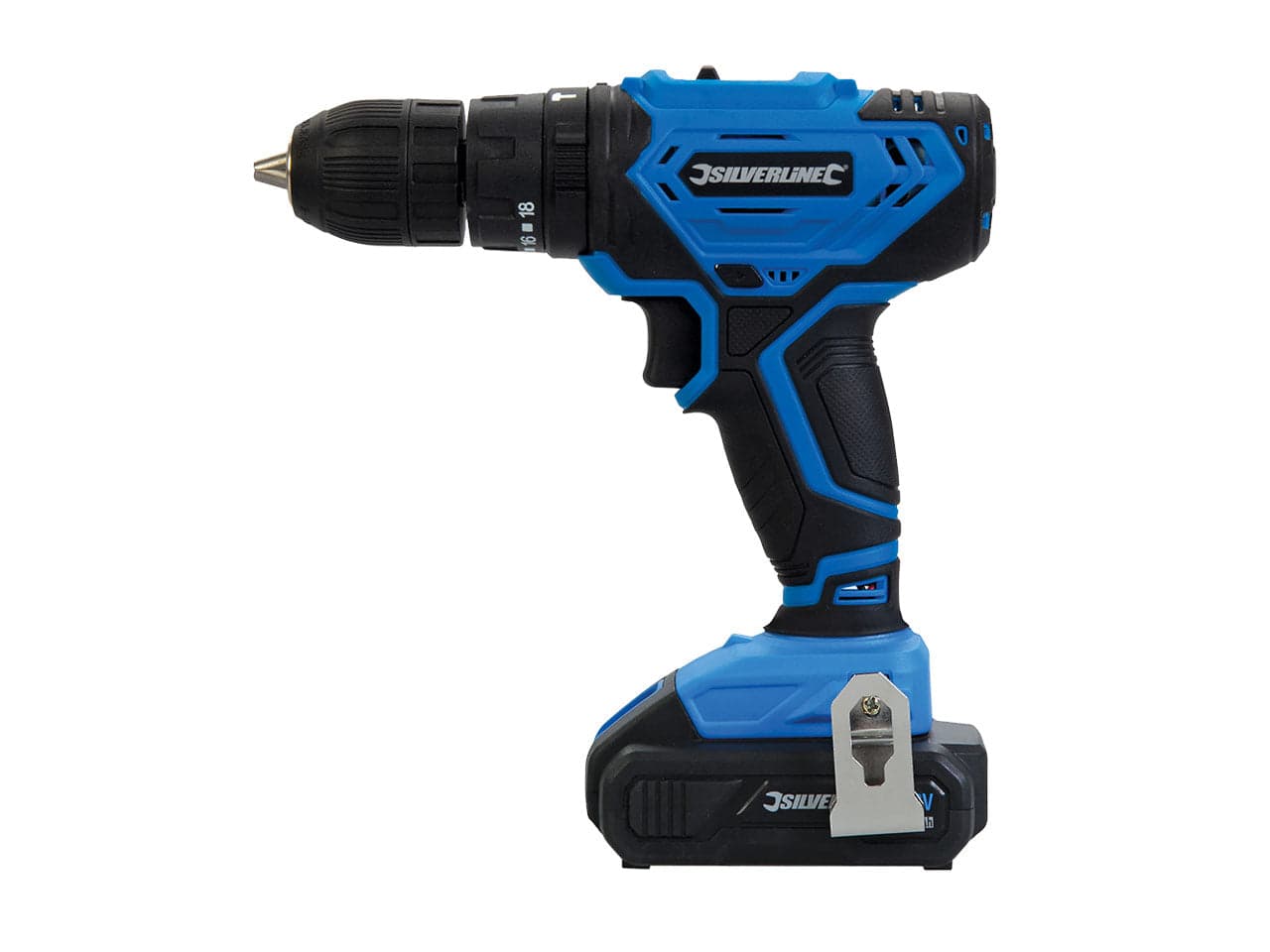 Trapano avvitatore da 18 V include 2 batterie da 1,5 Ah e caricatore rapido silverline Silverline
