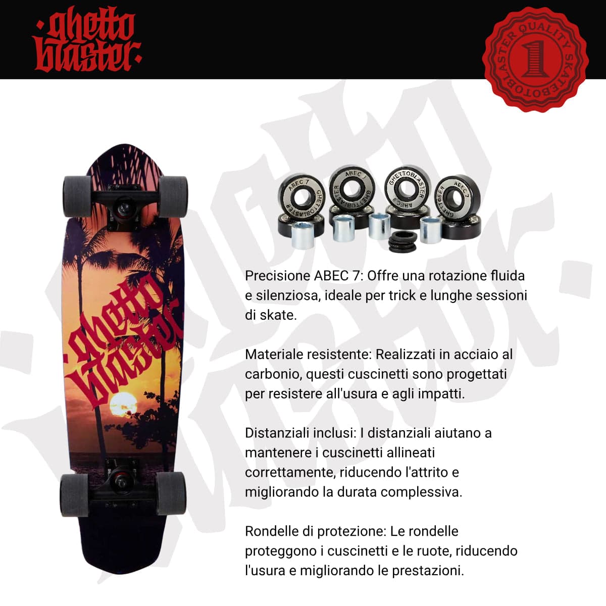 Skateboard Ghettoblaster Cruiser Tropical  28.0" in Skateboard Glad Store - Genova, commercioVirtuoso.it