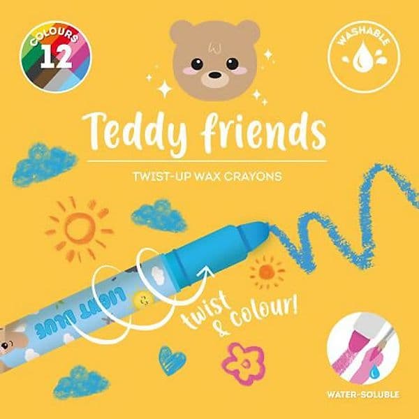 Legami | Set di 12 Pastelli a Cera a Rotazione - Teddy Friends in Carta Cartoleria Deja Vu - Crotone, commercioVirtuoso.it