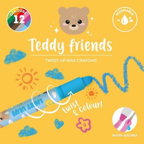 Legami | Set di 12 Pastelli a Cera a Rotazione - Teddy Friends in Carta Cartoleria Deja Vu - Crotone, commercioVirtuoso.it