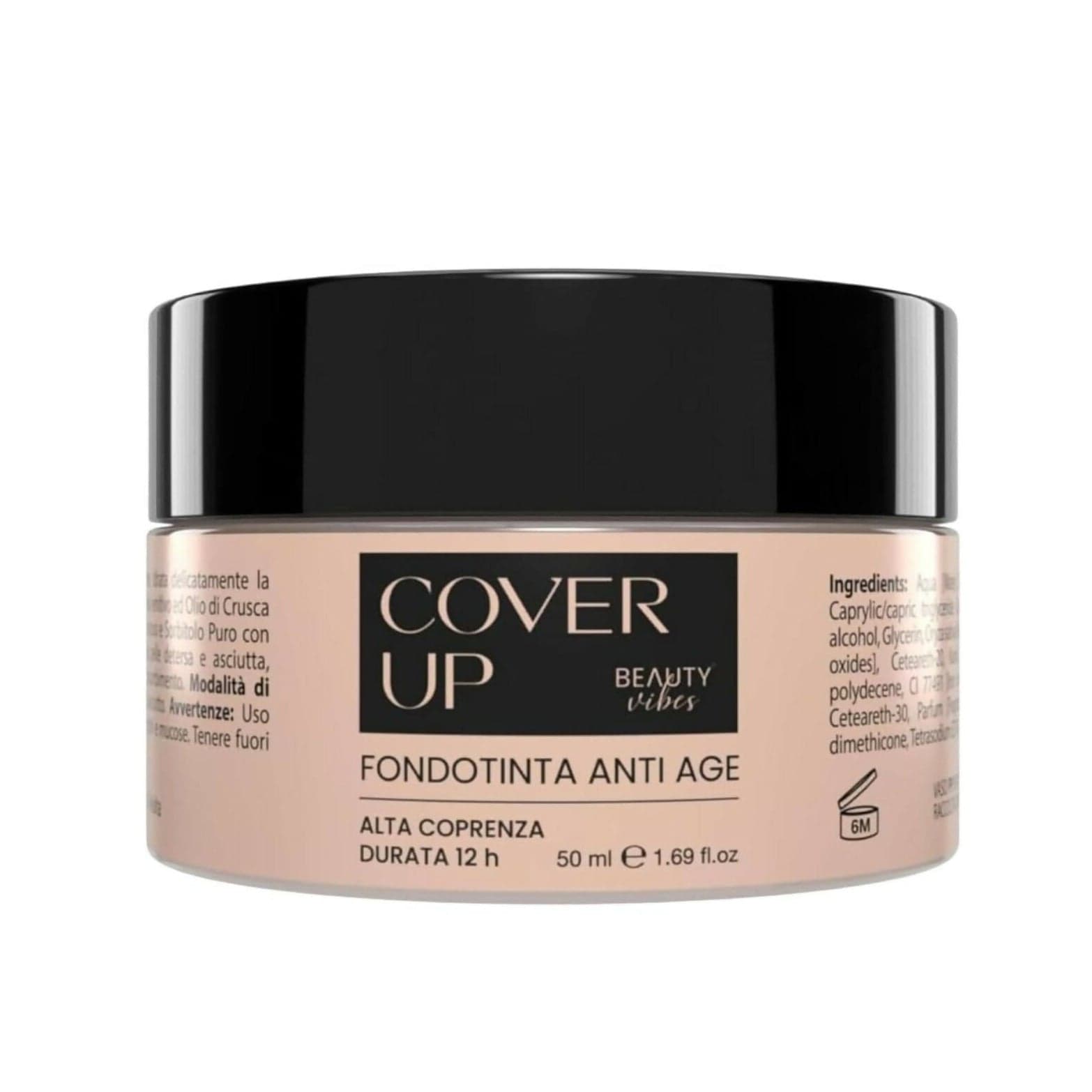 CoverUp Makeup – Fondotinta Antiage Water Resistant 50ml – Lunga Tenuta con Acido Ialuronico ed Emollienti Naturali – Idratante e Levigante – AlohaLabs