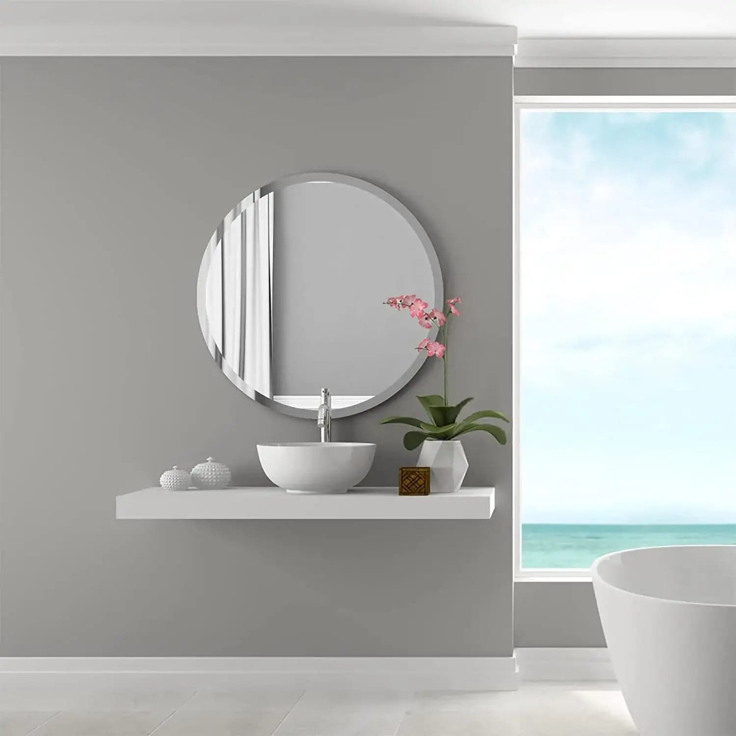 Specchio Semplice Rotondo Con Bordi Smussati - Shopbagno.it