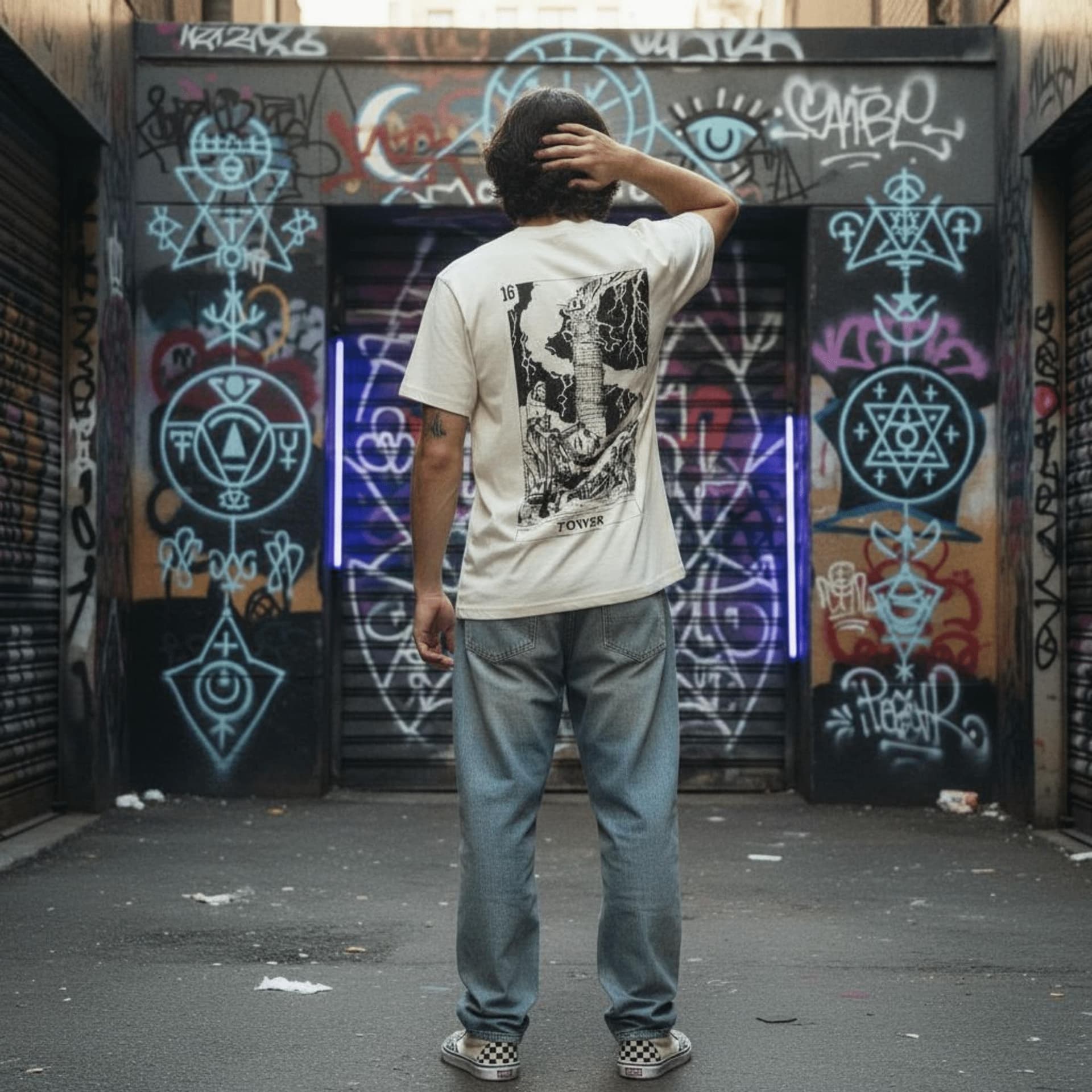 T-shirt Ghettoblaster Tarot Tower off white in  Glad Store - Genova, commercioVirtuoso.it