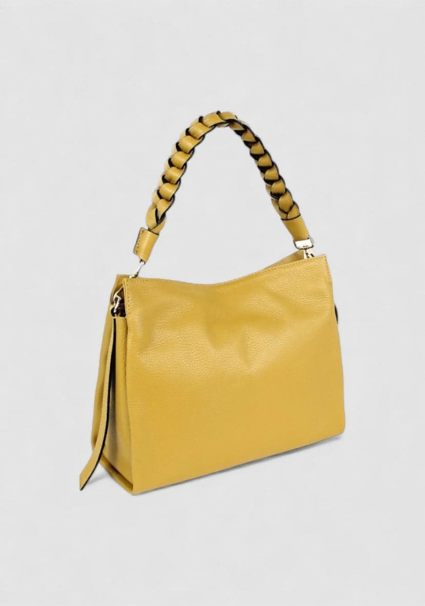 DOPPIASE Borsa Treccia Grande in vera pelle Dollaro Made in Italy 30x25x13cm in Borse a spalla Nanabags - Sesto Fiorentino, commercioVirtuoso.it