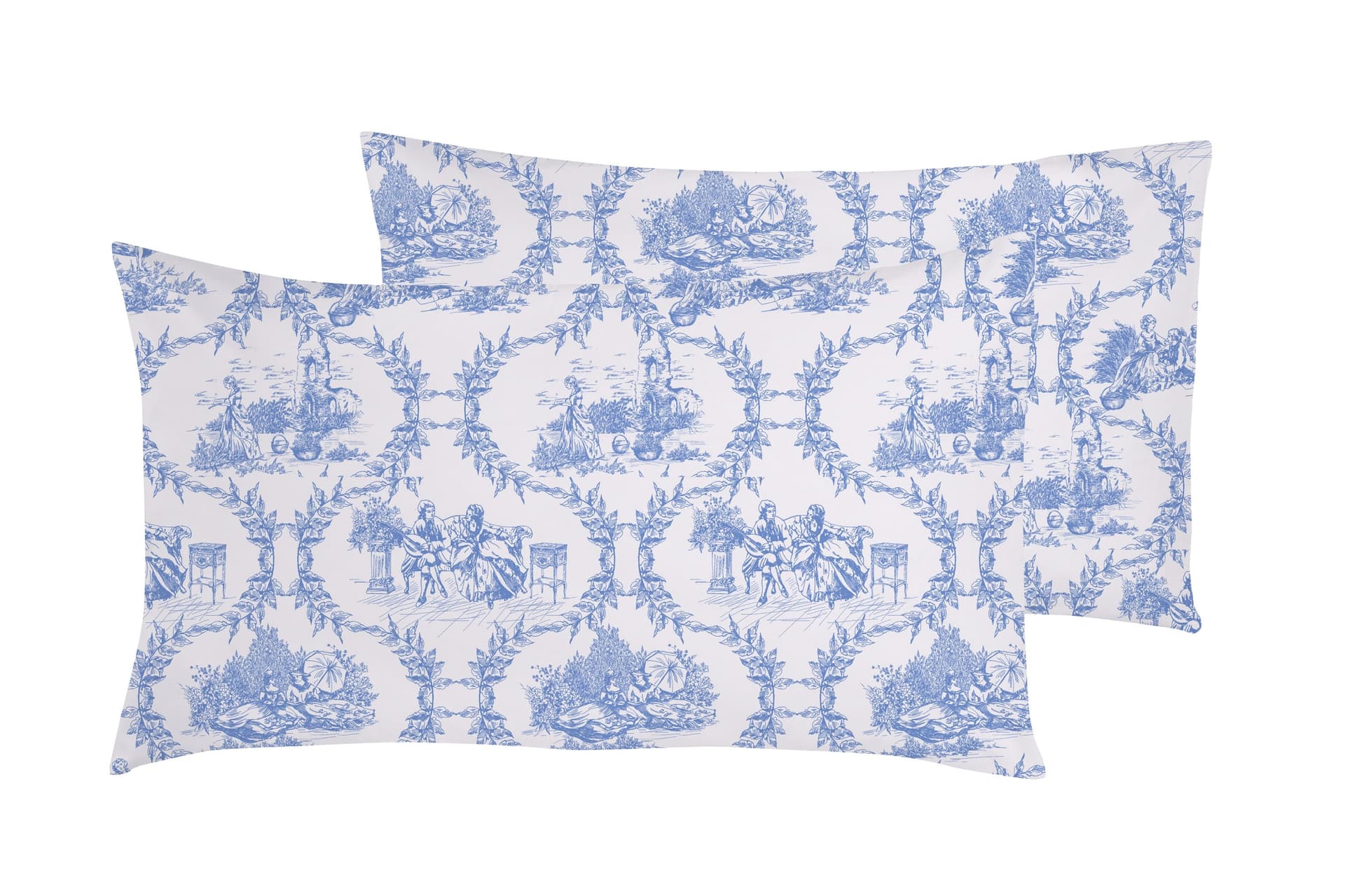 Set 2 federe coppia di federe stampa digitale 100% cotone, Made in Italy TOILE DE JOUY OLIMPIA