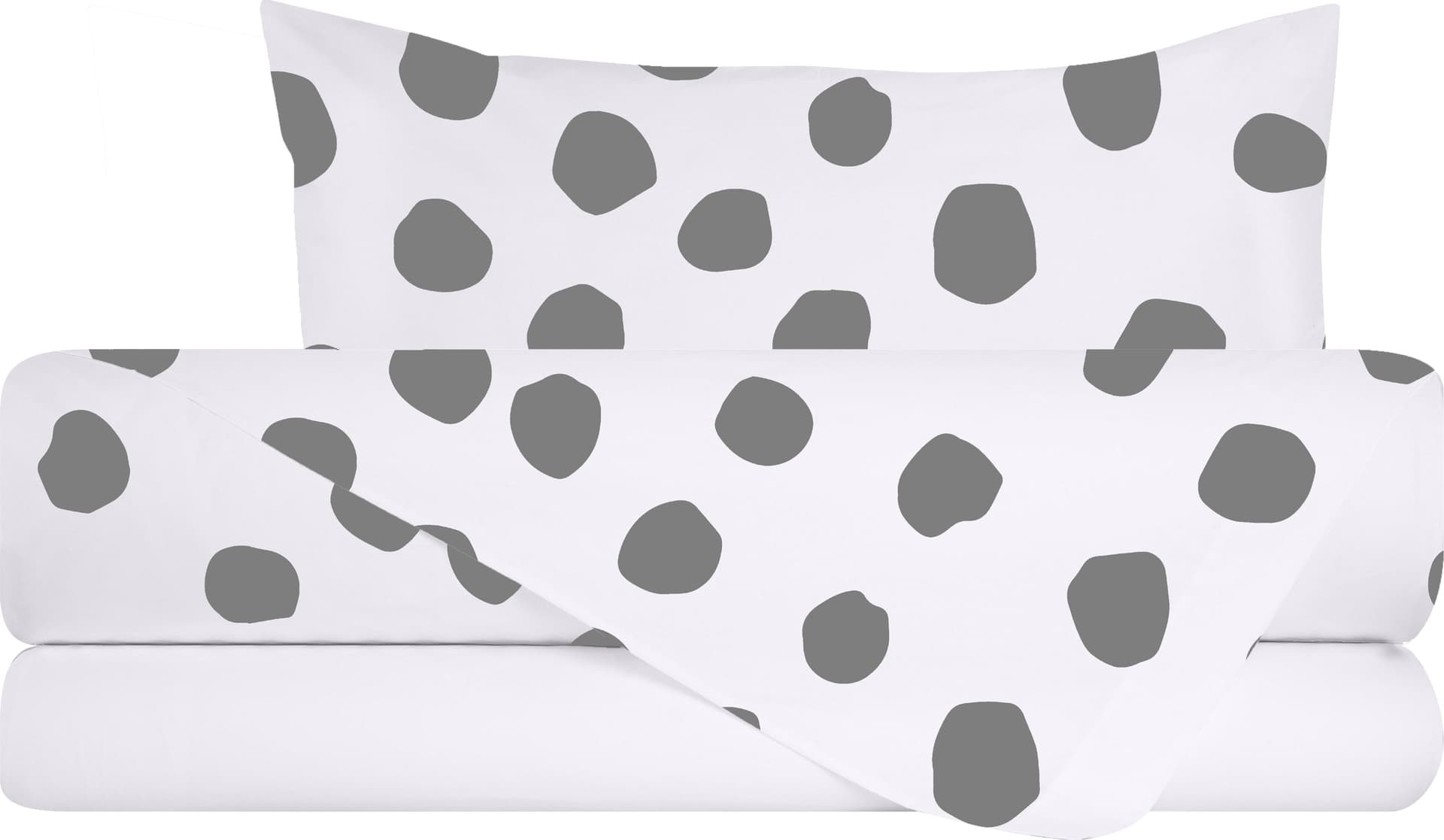 Completo letto lenzuola federe bifaccia double face stampa digitale in cotone made in italy DOT MAXI GRIGIO/BIANCO in Set di lenzuola e federe Vanita di raso - Sesto San Giovanni, commercioVirtuoso.it