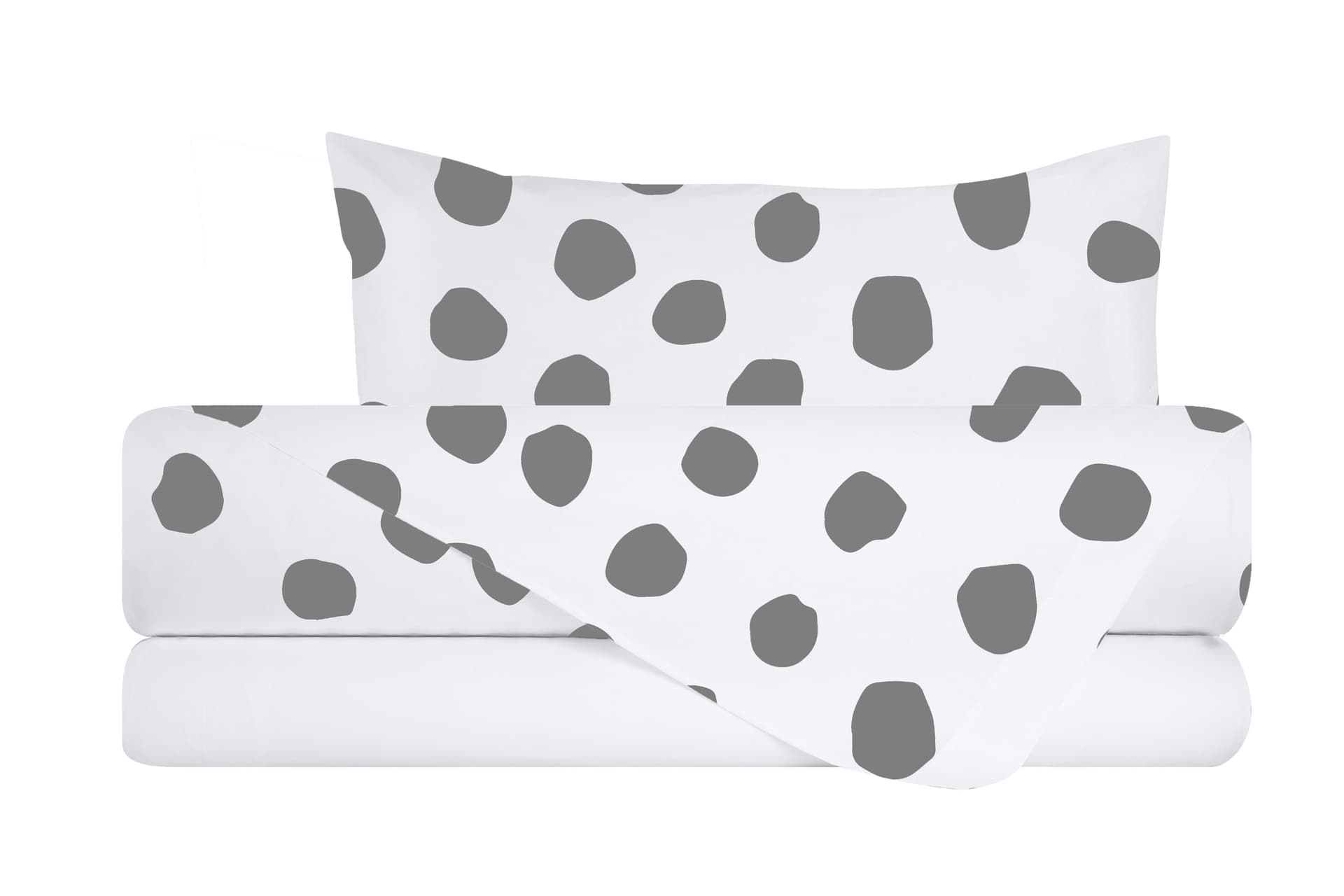 Completo letto lenzuola federe bifaccia double face stampa digitale in cotone made in italy DOT MAXI GRIGIO/BIANCO in Set di lenzuola e federe Vanita di raso - Sesto San Giovanni, commercioVirtuoso.it